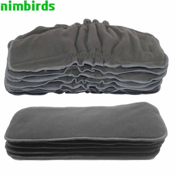 

5 pcs bamboo baby gussets nappy , 5layer charcoal reusable cloth diaper insert 201117