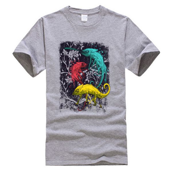 

forest animal colorful lizard pure cotton round collar men european casual happy new year hoodie designers t shirts sweatshirt
