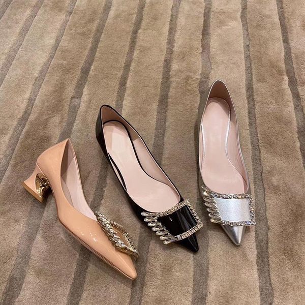 

2020 pumps women new designer heels shoes woman pointed toe luxury buty damskie dress ladies shoes fashion zapatos de mujer, Black