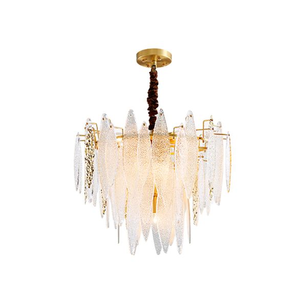 

h65 brass подвесных светильников post modern креативного стекло кристалл leaf абажур luxury personality hotel home decoration освещение e14