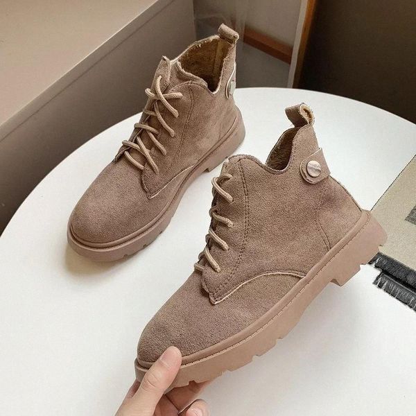 

women boots new boots autumn winter ladies warm ankle heels shoes woman suede leather casual #2k4s, Black