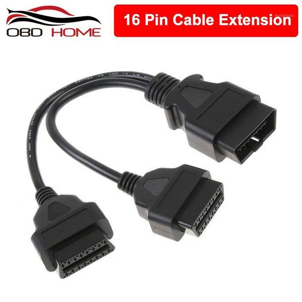 

obd2 car accessories cable 30cm 60cm 1m 16 pin cable extension splitter male to dual female y obd 16pin 1-2 obd connector1