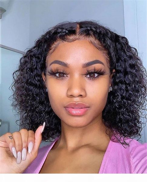 

4*4 human hair wig curly hairstyle with baby hair pre plucked mongolian virgin hair 150% density ing, Black;brown