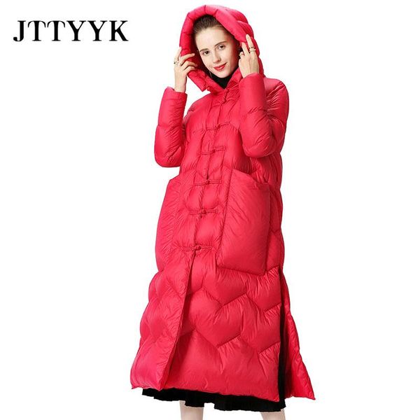 

women's down & parkas lightweight jacket winter parka womens solid split long white duck coat warm hooded big pockets, Black