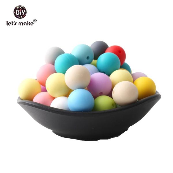 

let's make wholesale 1000pc 15mm silicone pearls beads grade silicone teether making jewelry necklace beads baby teether