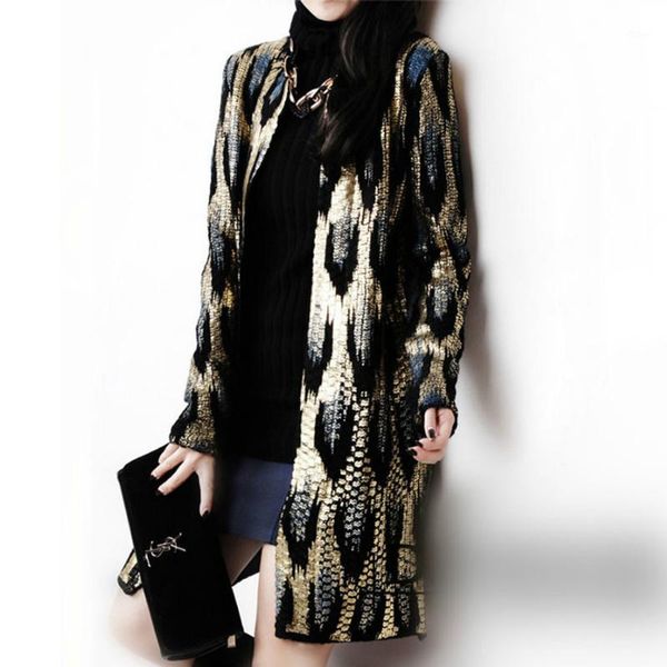 

women bronzing peacock printing knitted cardigan leopard sweater coat outwear snake pattern jacket outwear autumn 20181, White