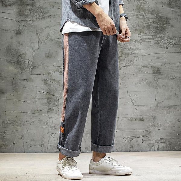 

2021 fashion new trend men casual jeans straight full length black pants youthfull vitality outdoor street simple style clothes1, Blue