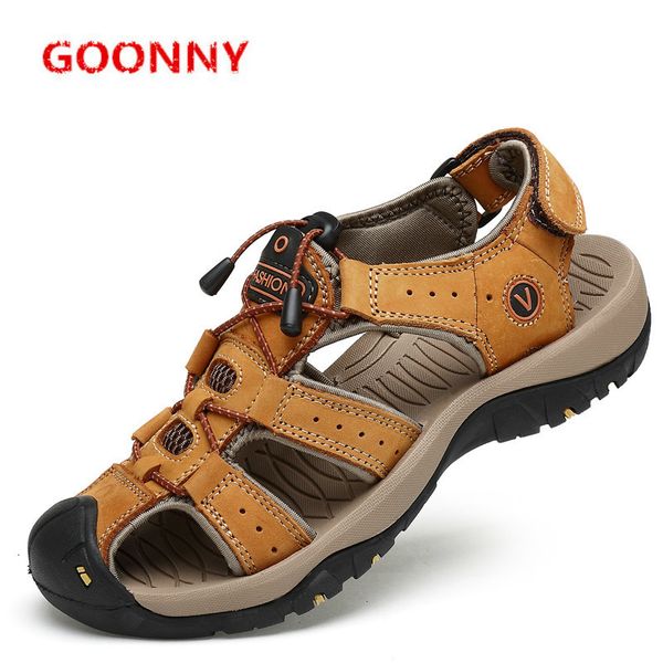 

men sandals summer fashion beach shoes leather sandals for men breathable casual shoes fashion man flats shoes zapatos hombre t200420, Black