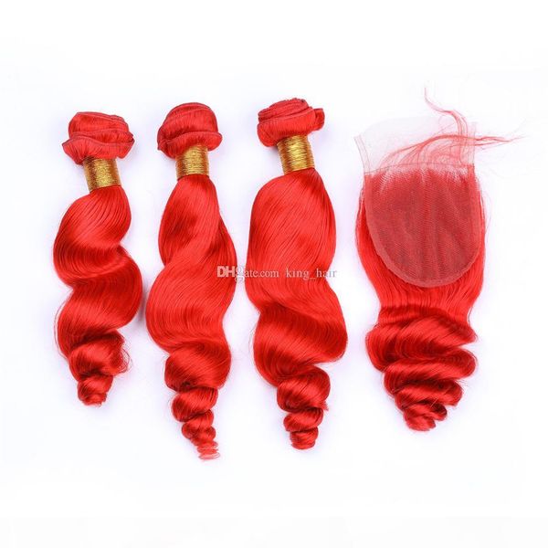 

сыпучие вьющиеся волосы extensions с свободной частью top closure ruby red сыпучей волна волос уток с закрытием i, Black;brown
