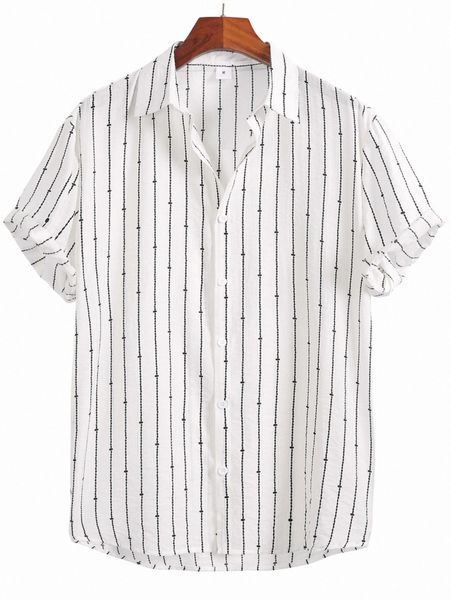

men striped high low hem shirt a8fk#, White;black