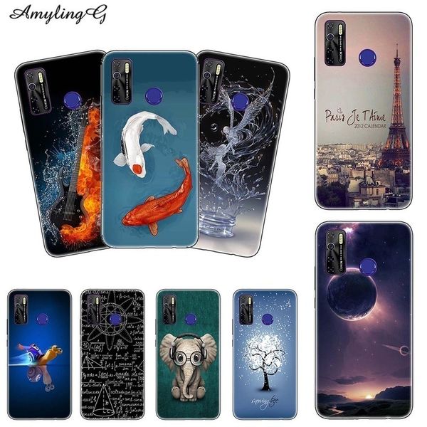 

мягкий телефон для tecno spark5 camon15 lc7 camon 15 air case распечатать pc + tpu задней крышки мультфильм rose узорчатого shell fundas par