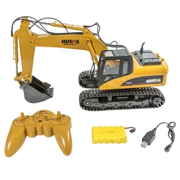 

rctown huina toys 1550 15channel 2.4g 1/14 rc car 680 degree rotation metal excavator cool sound/light effect truck y200413