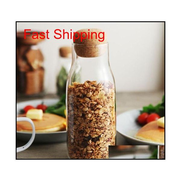 

transparent glass jar cup seasoning canister with cork ser,cookie candy spice tea cereal storage bottle coffee bean s qylsgq wphome