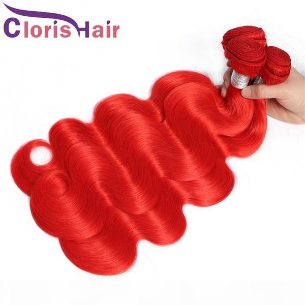 

body wave human hair peruvian virgin red colored weaves 3pcs deals thick bundles wavy sew in hair extensions red weaving hair weft, Black