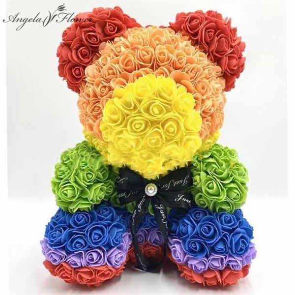 Romantik 40 cm Köpük Gül Ayı ile Kutusu + Kırmızı Petal Teddy Gül Yapay Çiçek Kız Arkadaşlar için Anne Karısı Sevgililer Günü Hediyeleri 201222