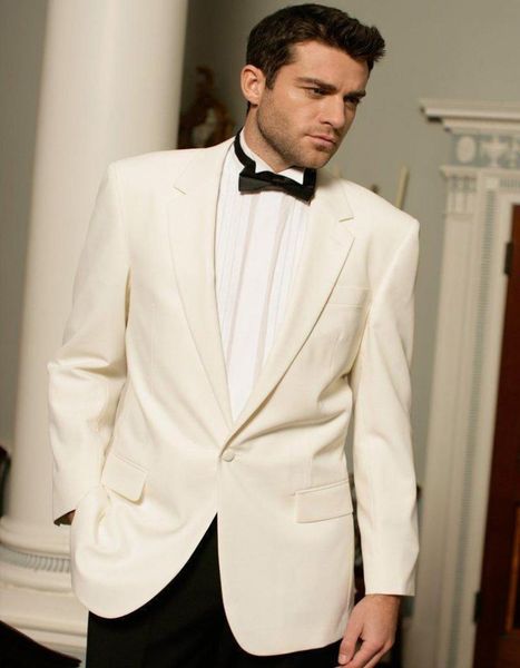 

men's suits & blazers 2021 one button grooms tuxedos slim arrival white wedding for men ivory notched lapel groomsmen suit(jacket+pants, White;black
