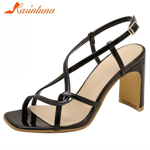 

karinluna new arrivals 2020 large size 42 gladiator sandals women shoes open toe strange style buckle strap shoes women sandals t200327, Black