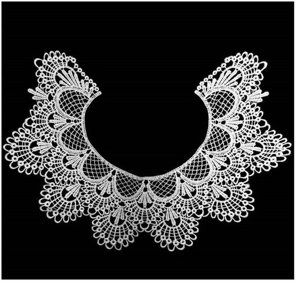 

1pc embroidered lace fabric neckline collar fake collar sewing applique diy guipure ribbon trim neckline weddi qylxur, White