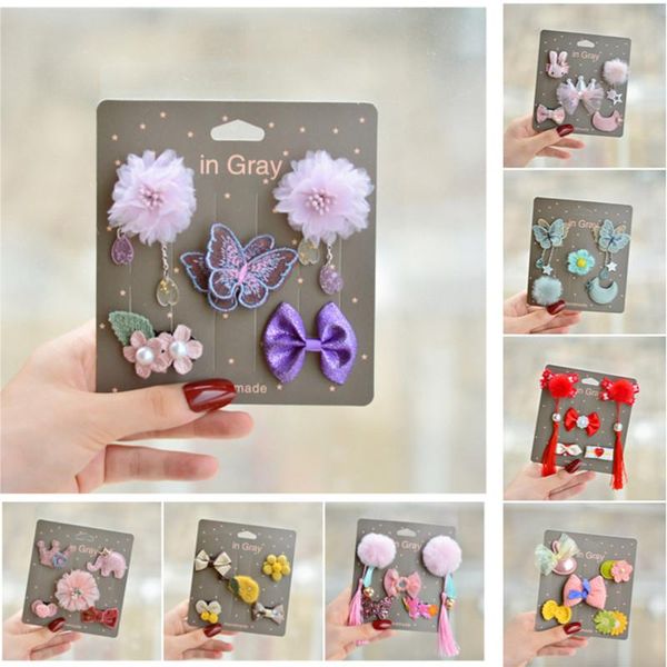 

hair accessories 6set/lot girl lovely bowknot hairpins kids clips barrette cute bb born fetal clip headwear, Slivery;white
