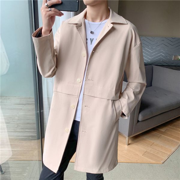 

autumn and winter 2020 men's coat loose lapel casual plus cotton thiened windbreaker, Tan;black