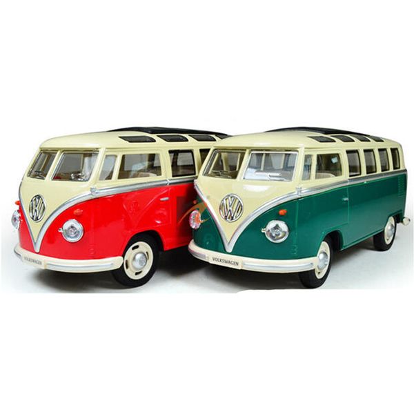 NUOVO stile scala 1:24 modello di auto autobus giocattoli educativi per bambini, colore verde rosso in miniatura auto giocattoli da collezione per il regalo di compleanno LJ200930