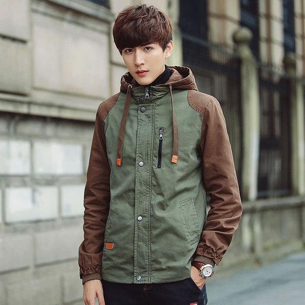 

autumn/winter men's jacket casual men's vertical collar jacket hooded, Black;brown