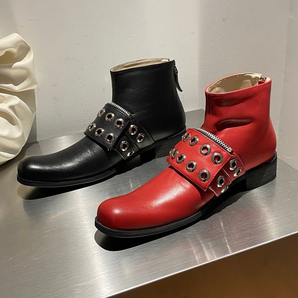 

2021 new female ankle genuine leather low heel black riding boots 40 gdku