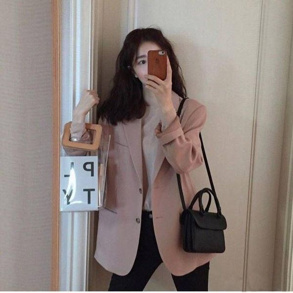 

women 2021 fashion office ladies business wear single breasted blazers female vintage long sleeve pockets chic outwears s309, White;black