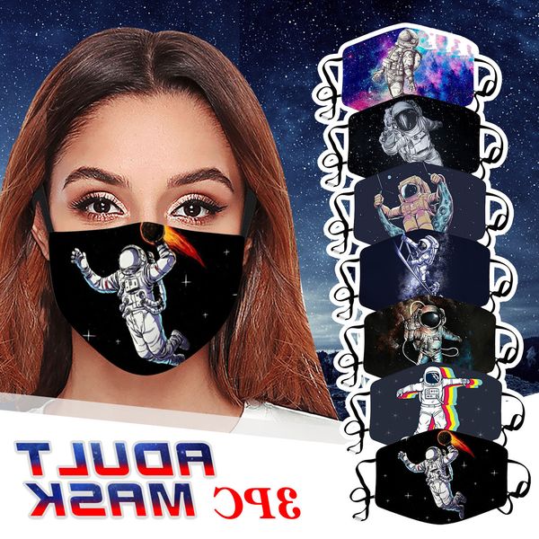 

in space travel pattern face shield black 3pc printing windproof breathable reusable washable masks designer mask