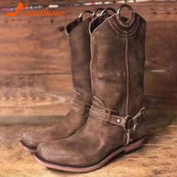 

boots karin 2021 large size 43 thick heels concise shoes woman female slip on comfy winter boots1, Black