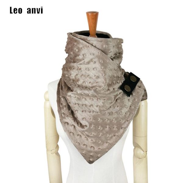 

shawls leo anvi fashion echarpe hiver femme dots printing ring scarf polyester cotton women with buttons leather design, Blue;gray