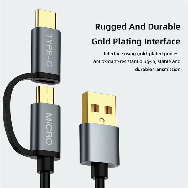 

43fgdata 2 in 1 micro usb type c charger samsung fast charging mobile phone charge cable for xiaomi huawei honer