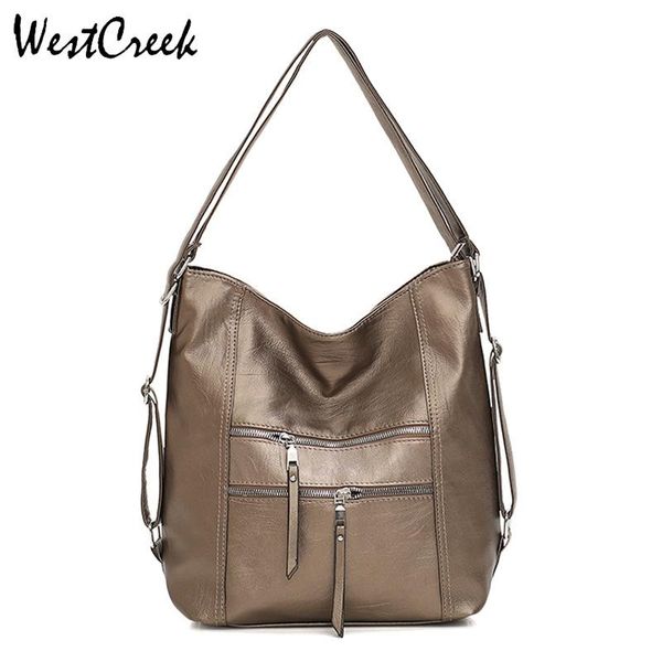 

westcreek brand 2 in 1 pu leather lady shopper tote bag women casual female handbag bags