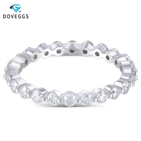 

cluster rings doveggs chic 14k 585 white gold full eternity wedding band with 2.2mm lab grown moissanite stone stackable ring for women, Golden;silver