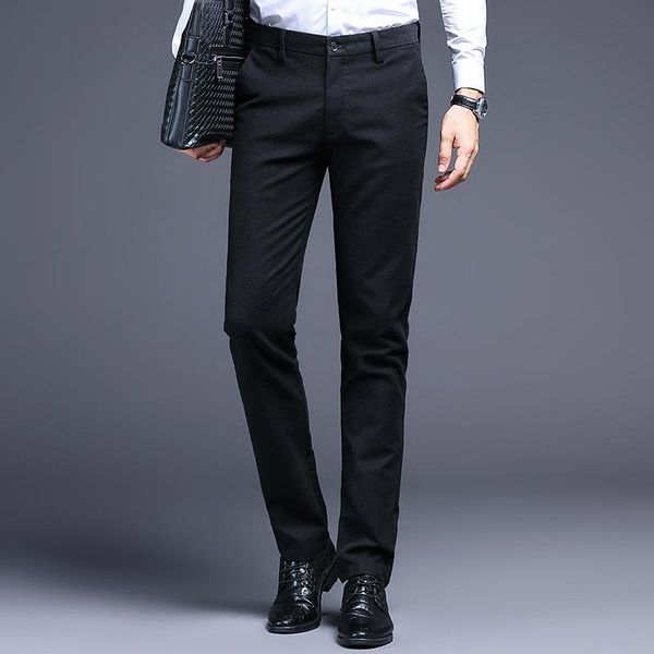 

2021 autumn and winter new thick pants men's business casual men's trousers non-iron 89.7% cotton quality suit pants, White;black