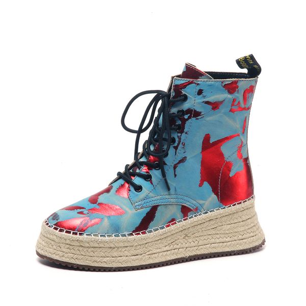 

of 2021 footwear natural graffiti printed heel short europe and america boots on-line 1 ytu2, Black