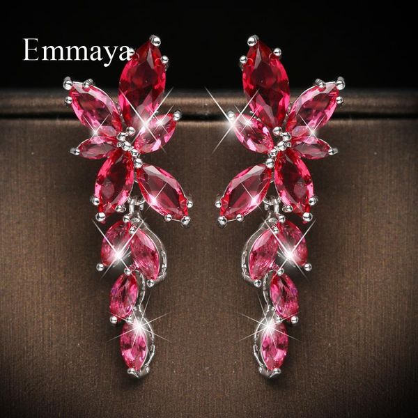 

stud emmaya shiny zirconia earring for women two color charming flower shape ornament party dress-up fashion jewelry, Golden;silver
