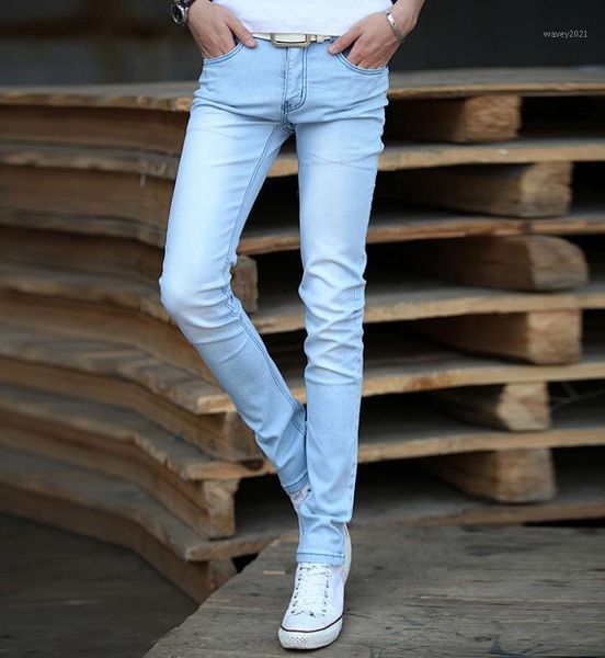 

mens light blue jeans straight denim long pants fashion men brand design skinny 27-38 lager size z9261 men's