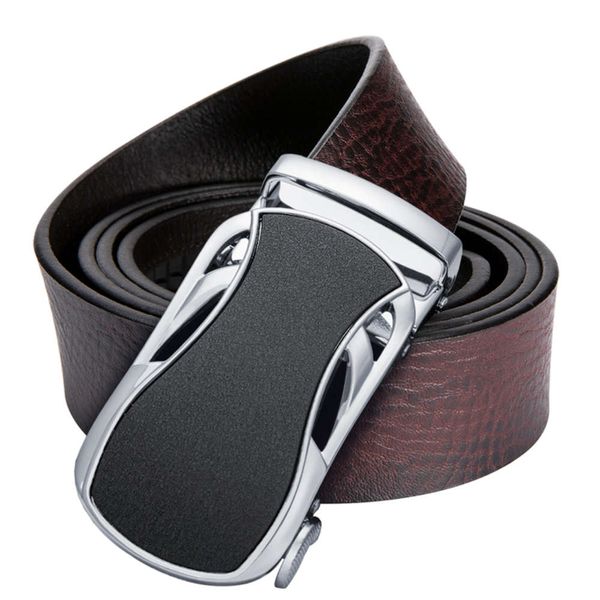

fashion brand designer belt male leather brown blue black causal formal trouser jeans automatic belts for men 3.5cm tb-003, Black;brown