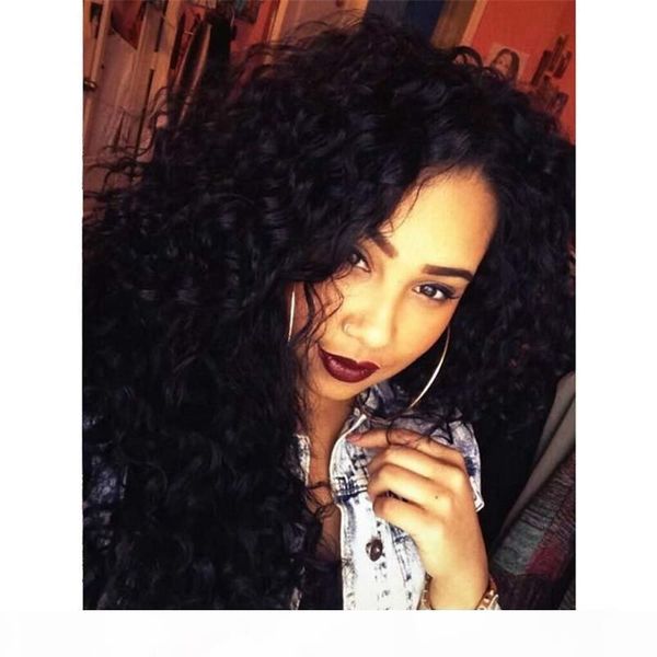 

7a full lace human hair wigs curly for black women glueless brazilian deep curly front lace wig lace front human hair wig, Black;brown