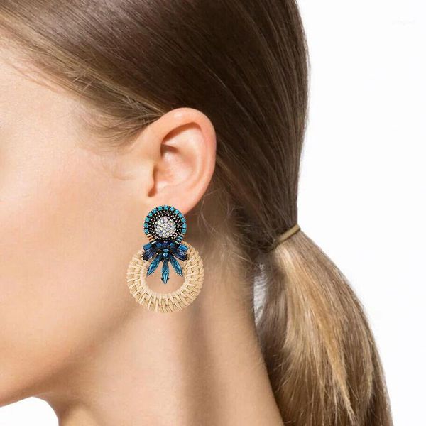 

dangle & chandelier zhini handmade round earrings for women crystal wooden wedding engagement trendy drop statement bohemian jewelry1, Silver