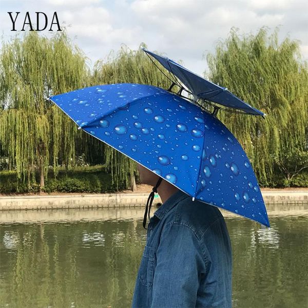 

yada creative portable fishing hats double folding rainy umbrella rainproof sun protection fishing cap umbrellas ys014 wmtjvi xhhair