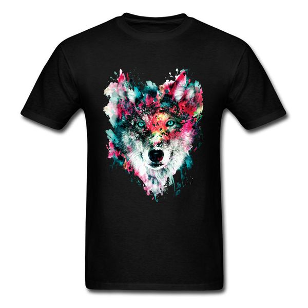 

wolf t shirt men printed t shirt floral animal tshirt art design clothing watercolor black tees fabric sport hooded sweatshirt hoodie