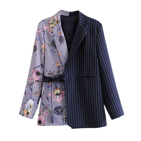 

2021 New Female Coat Spring New Autumn Asymmetric Retro Fashion Loose Matching Stripes Design Sense Irregular Jacket L2 Lc2o, Black