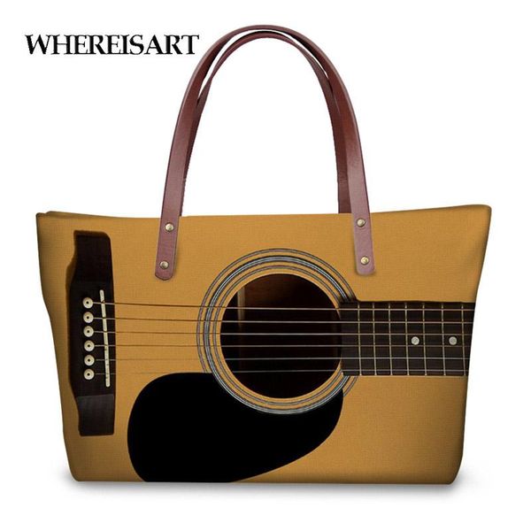 

whereisart новая мода женские сумки guitar lover 3d печати большой емкости, сумки для женщин-плечевым дорожная сумка пляжная сумка