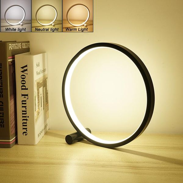 

1pc modern round led desk lamp simple bedroom usb reading table decorative night light home decor