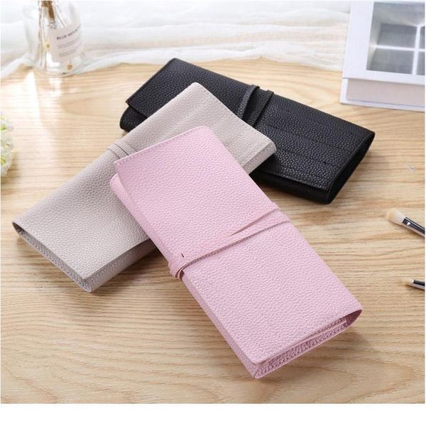 

roll-up pu leather cosmetic bags women portable makeup brushes storage bag handbag simple travel bea sqcxsv