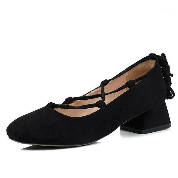 

early spring in 2020, the new party with low with square cross 33 - size 43 yards bind shallow mouth single woman shoes1, Black