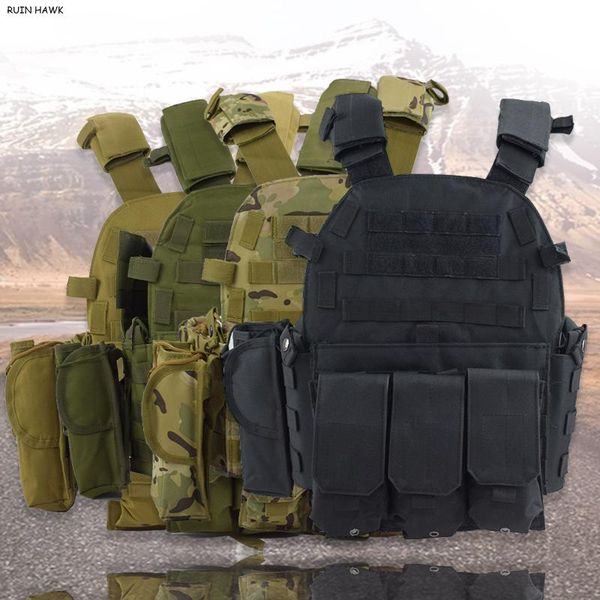 

hunting jackets army combat training body armor 6094 tactical equipment vest, Camo;black