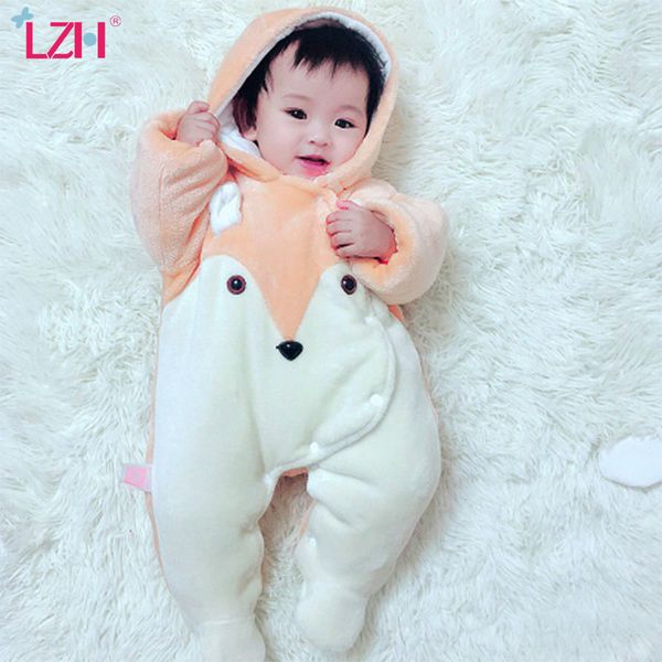

lzh winter autumn cartoon animals baby girl clothes newborn baby boy romper jumpsuit long sleeve thickened infant clothing 201030, Blue